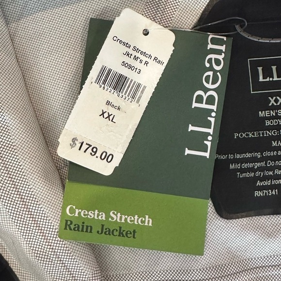 LL Bean Men's Cresta Stretch Rain Jacket, Black, XXL, New - Picture 7 of 10